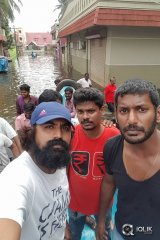 Celebs at Chennai Flood Relief Activities